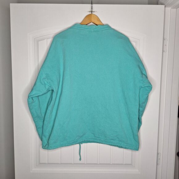 Vintage WEK The World Sweater Womens Large Blue Long Beach Island Drawstring - Picture 2 of 5